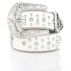 Women's Western white and silver rhinestone cross  belt